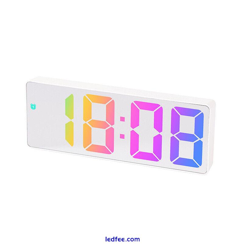 Electronic Clock Alarm Clock LED Digital Large Number Clock Colorful Light 1 