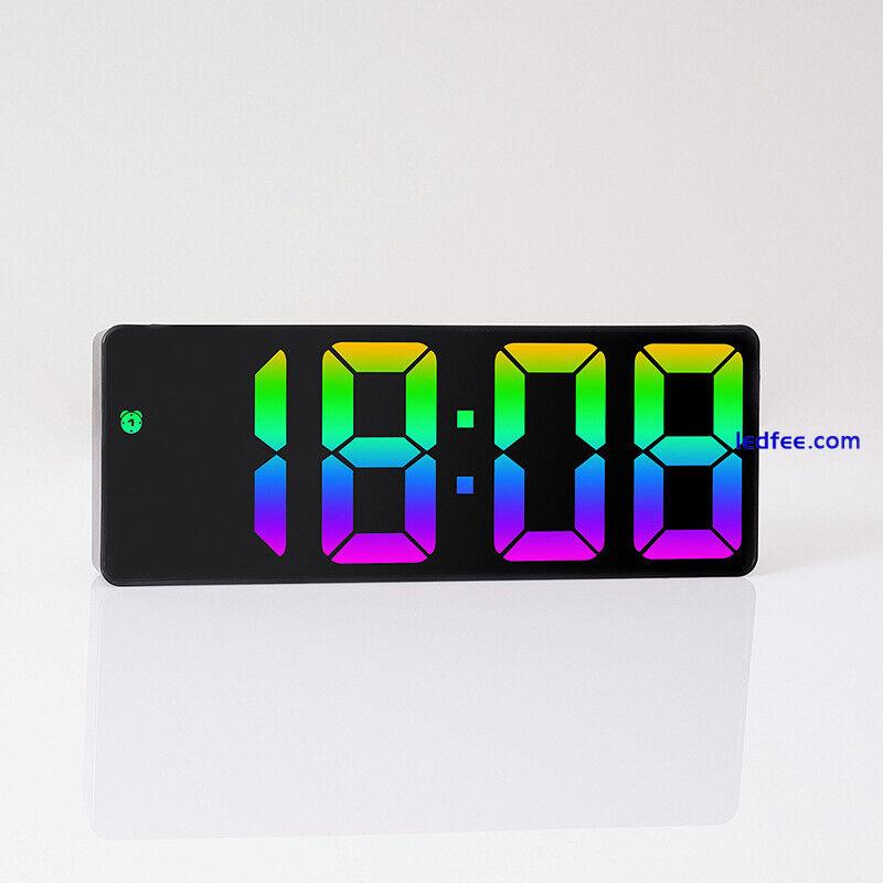 Electronic Clock Alarm Clock LED Digital Large Number Clock Colorful Light 4 