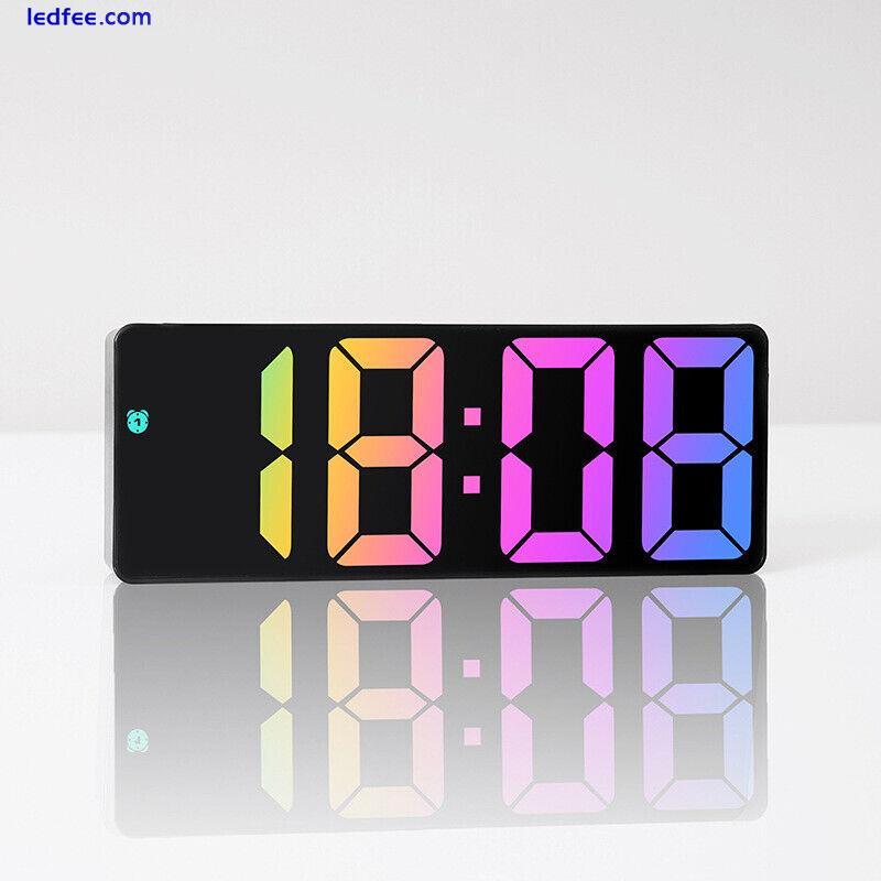 Electronic Clock Alarm Clock LED Digital Large Number Clock Colorful Light 3 