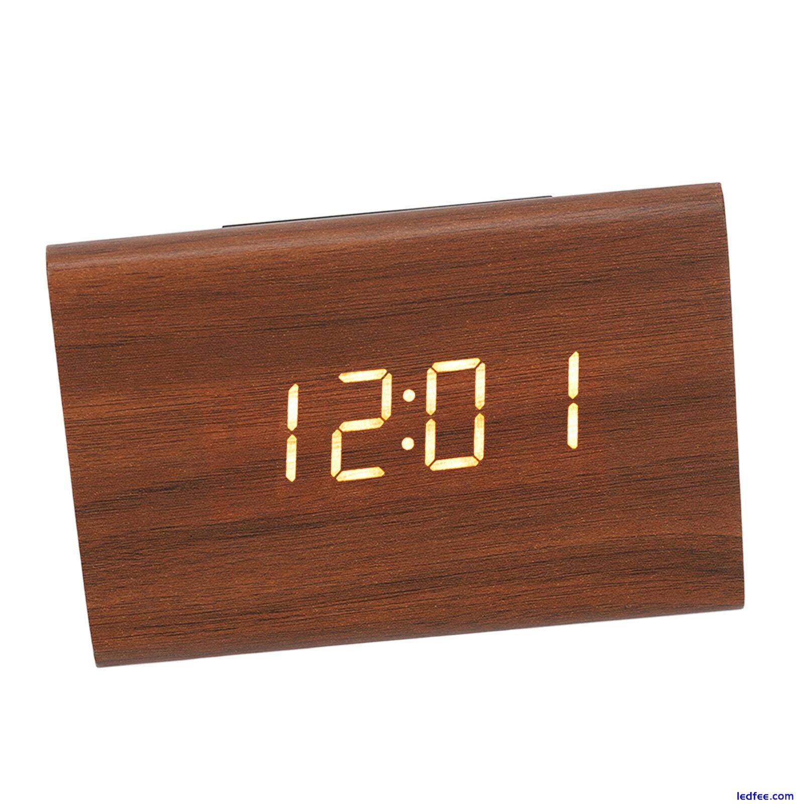 Wood Digital Alarm Clock Triangle Modern Simple Design Wooden LED Clock WAS 2 