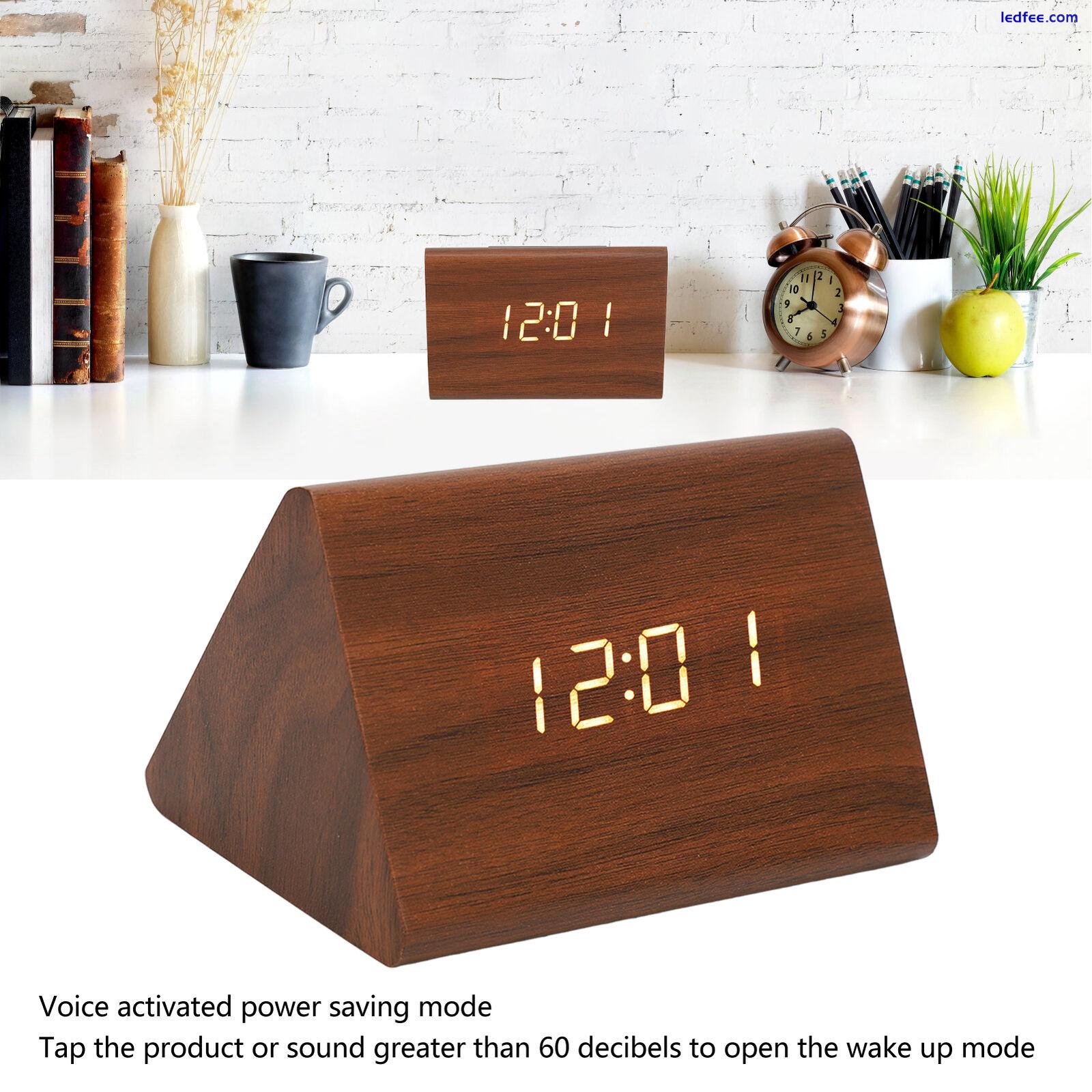 Wood Digital Alarm Clock Triangle Modern Simple Design Wooden LED Clock WAS 4 