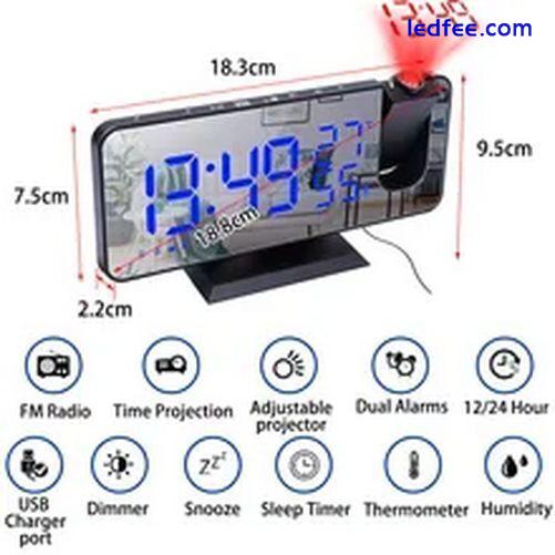 LED Digital Projection Alarm Clock Electronic Alarm Clock with Projection FM Rad 1 