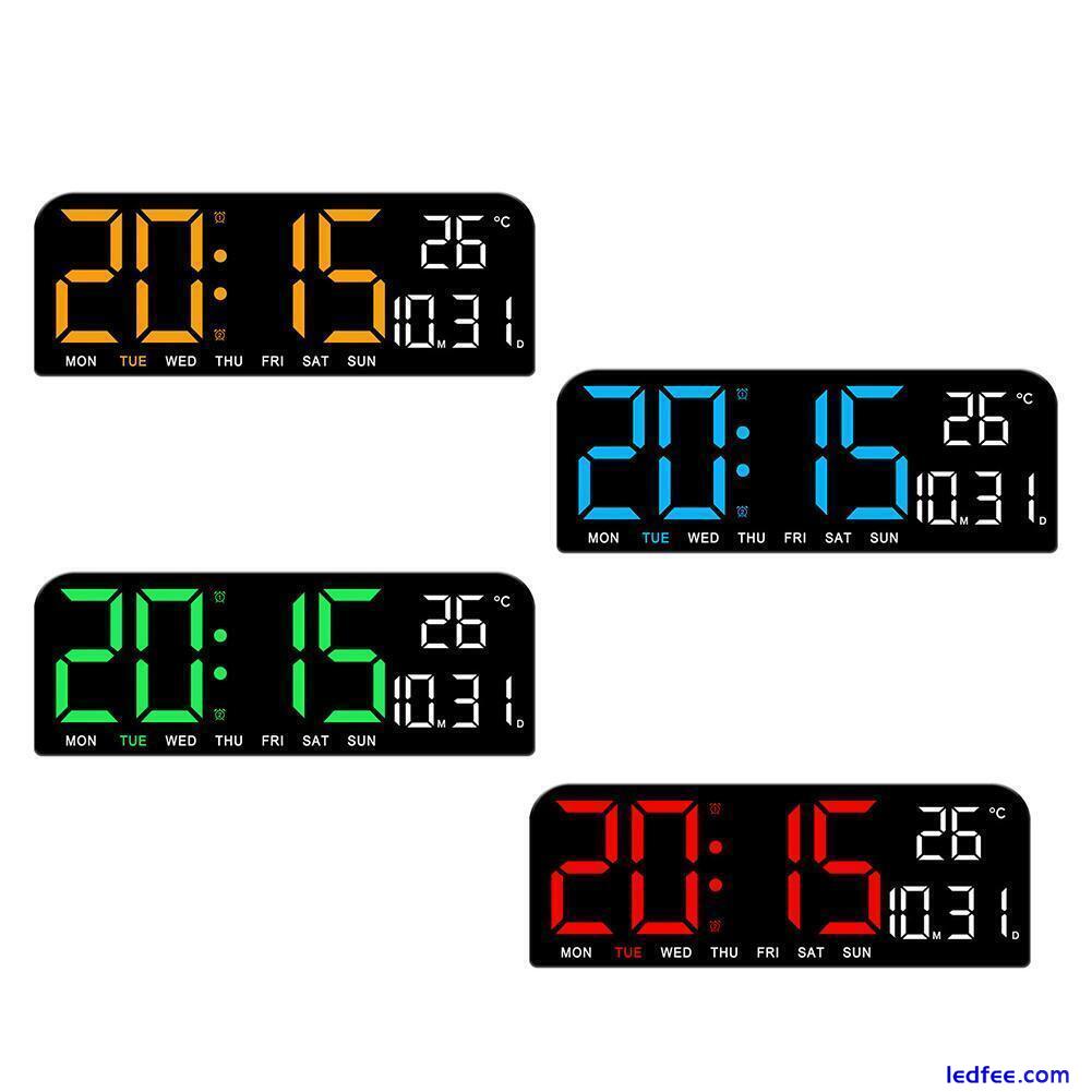 LED Digital Wall Clock Wall Time Temperature Humidity Display Electronic N3D3 0 