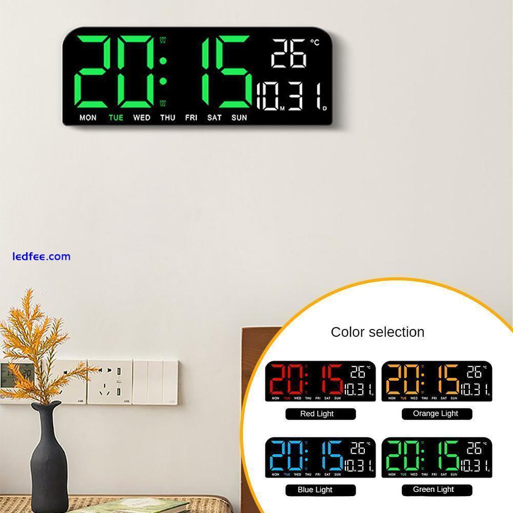 LED Digital Wall Clock Wall Time Temperature Humidity Display Electronic N3D3 5 