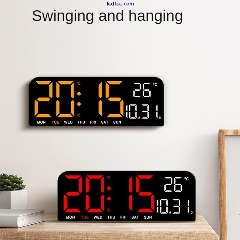 LED Digital Wall Clock Wall Time Temperature Humidity Display Electronic N3D3 3 