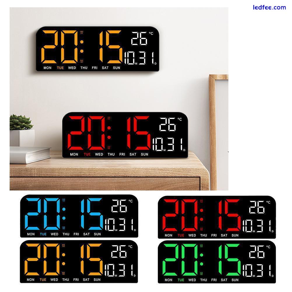 LED Digital Wall Clock Wall Time Temperature Humidity Display Electronic N3D3 4 