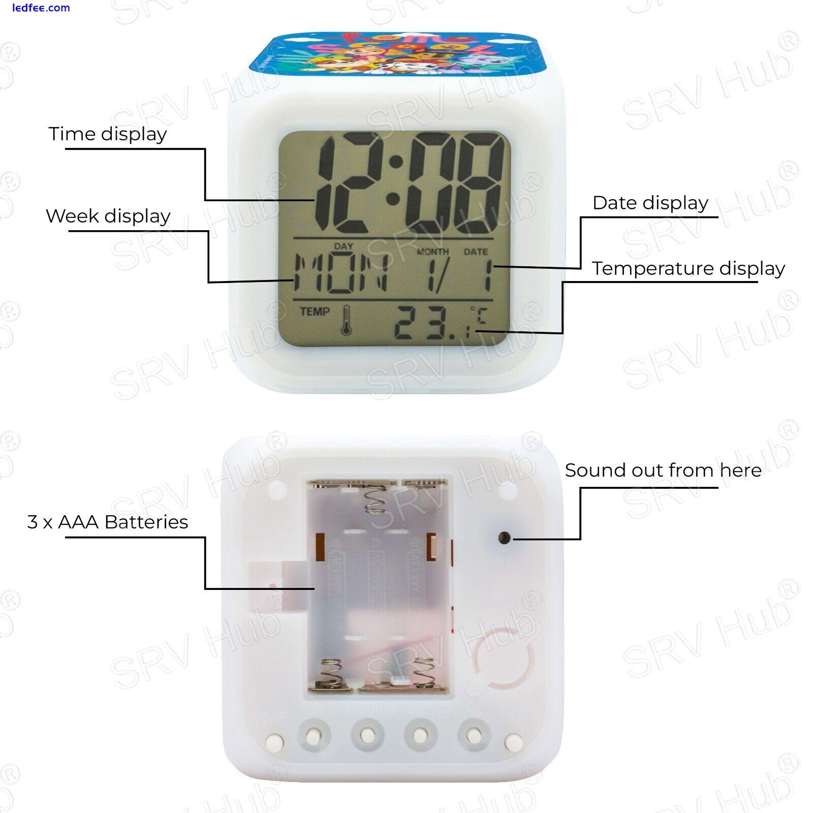 8cm Kids Licensed Modern Digital Alarm Clock, Night LED Glowing Bedroom Gift 3+Y 3 