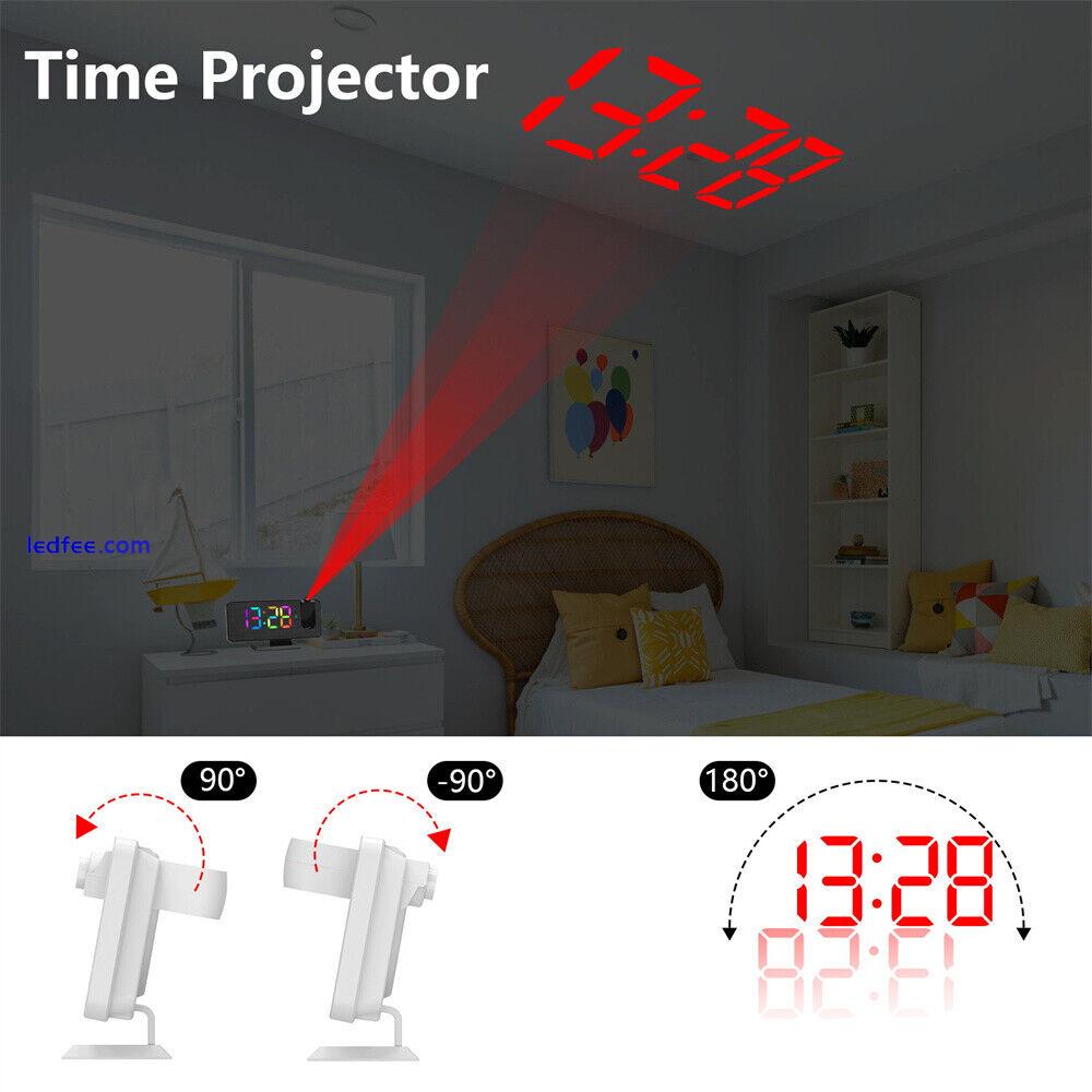 Projection Alarm Clock Color Changing LED Digital Large Screen Mirrored 1 