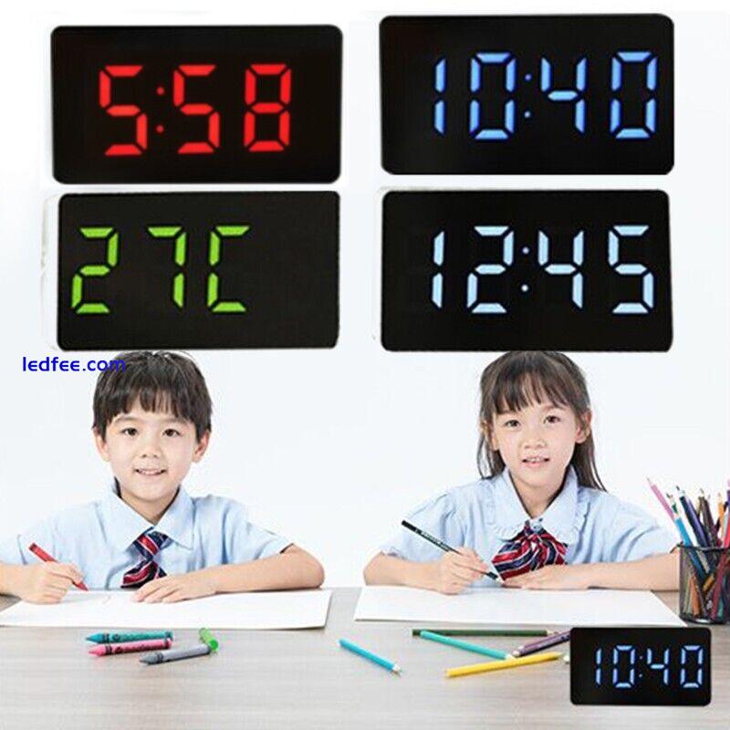 Digital-LED Desk Alarm Clock Mirror Display USB Snooze Temperature Mode 0 