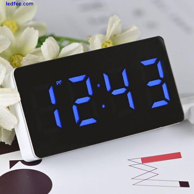 Digital-LED Desk Alarm Clock Mirror Display USB Snooze Temperature Mode 5 