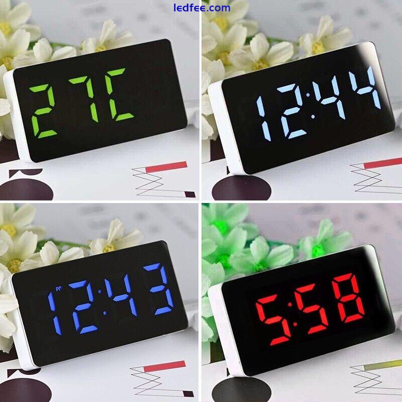 Digital-LED Desk Alarm Clock Mirror Display USB Snooze Temperature Mode 1 