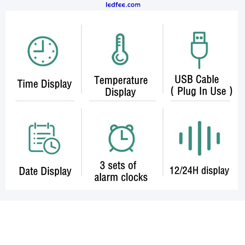 Digital Alarm Clock Mirror Temperature Humidity 3 Alarms Snooze Desk Table Watch 4 