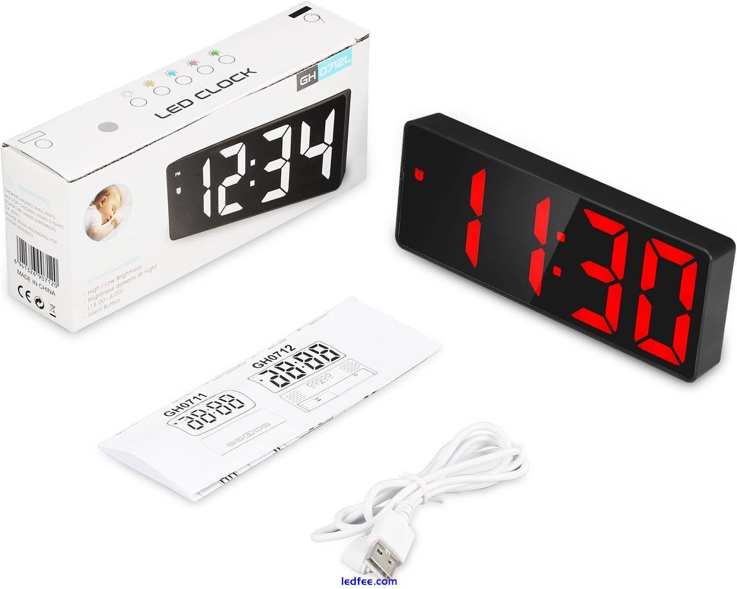 Digital LED Desk Alarm Clock Large Mirror Display USB Snooze Temperature Mode US 2 