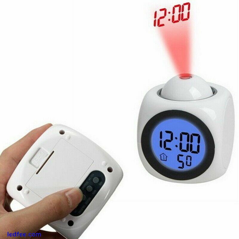 Digital Projection Alarm Clock With LCD Display Voice Talking LED Projector 4 