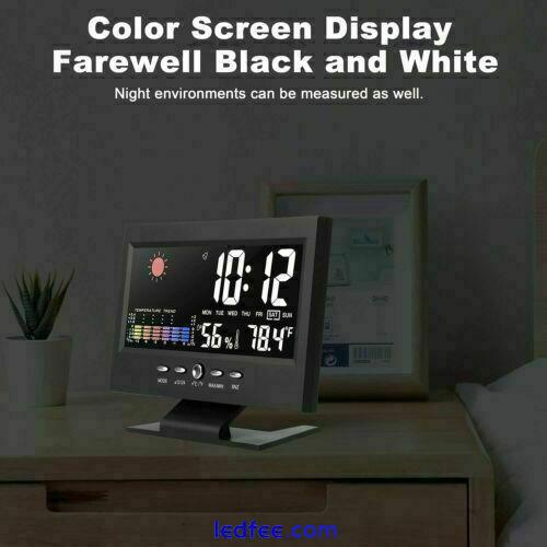 Desk Digital Alarm Clock Weather Thermometer  LED Temperature Humidity Monitor 1 