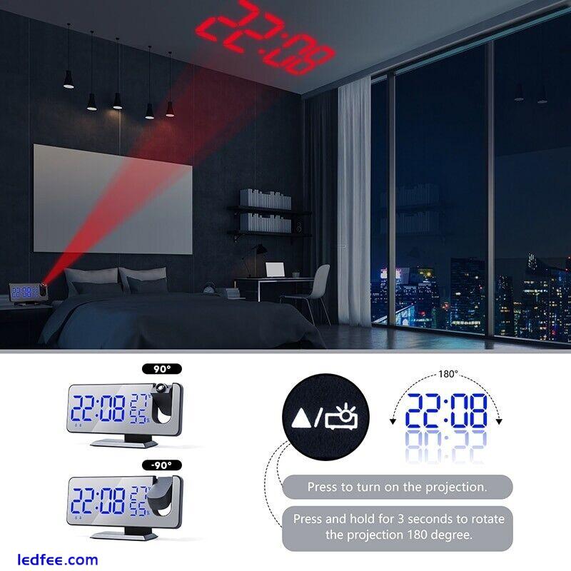 Led Digital Alarm Clock Table Electronics USB Wake up Projector Alarm Radio FM 2 