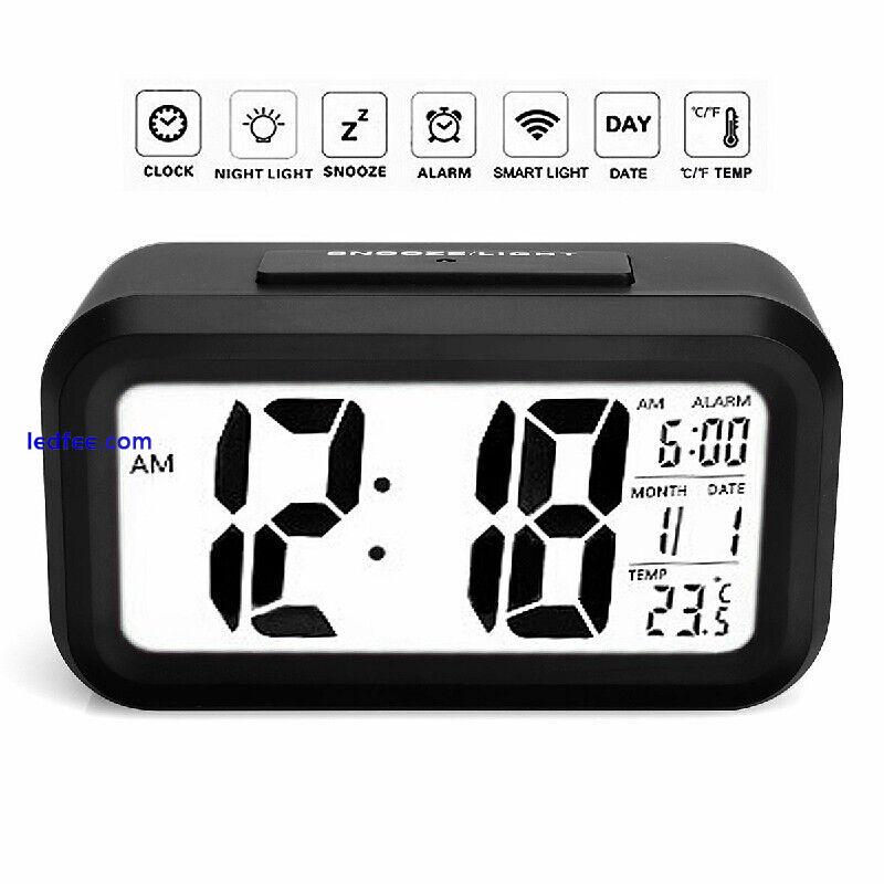 5.3 Inch Smart Simple Silent LED Digital Alarm Clock w/ Date Temp Display 5 