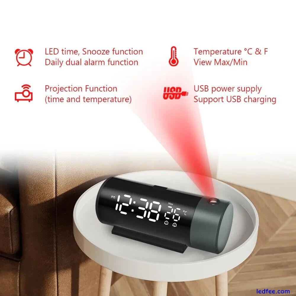 LED display rotating spotlight projection alarm clock 3 