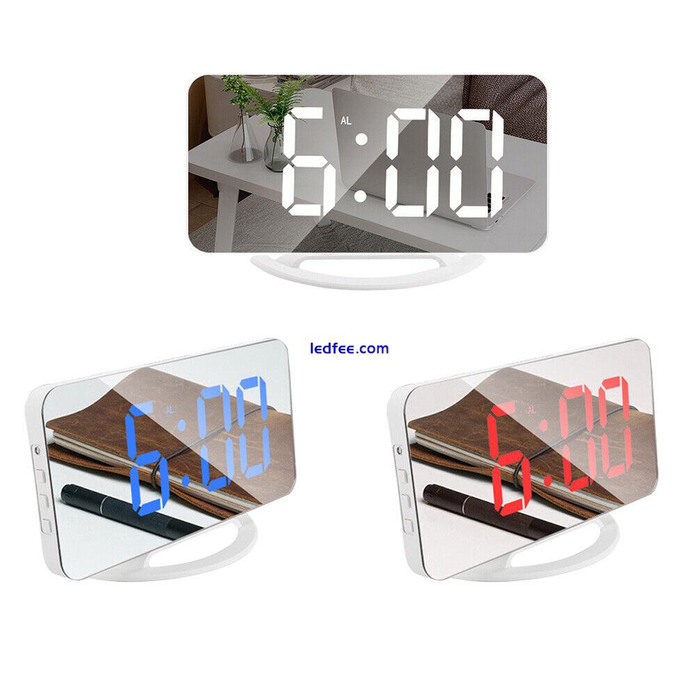 LED Screen Mirror Digital Display Wake Up Clock Desktop Electronic Alarm Clock 0 