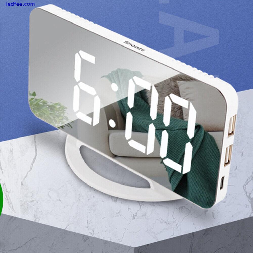 LED Screen Mirror Digital Display Wake Up Clock Desktop Electronic Alarm Clock 2 