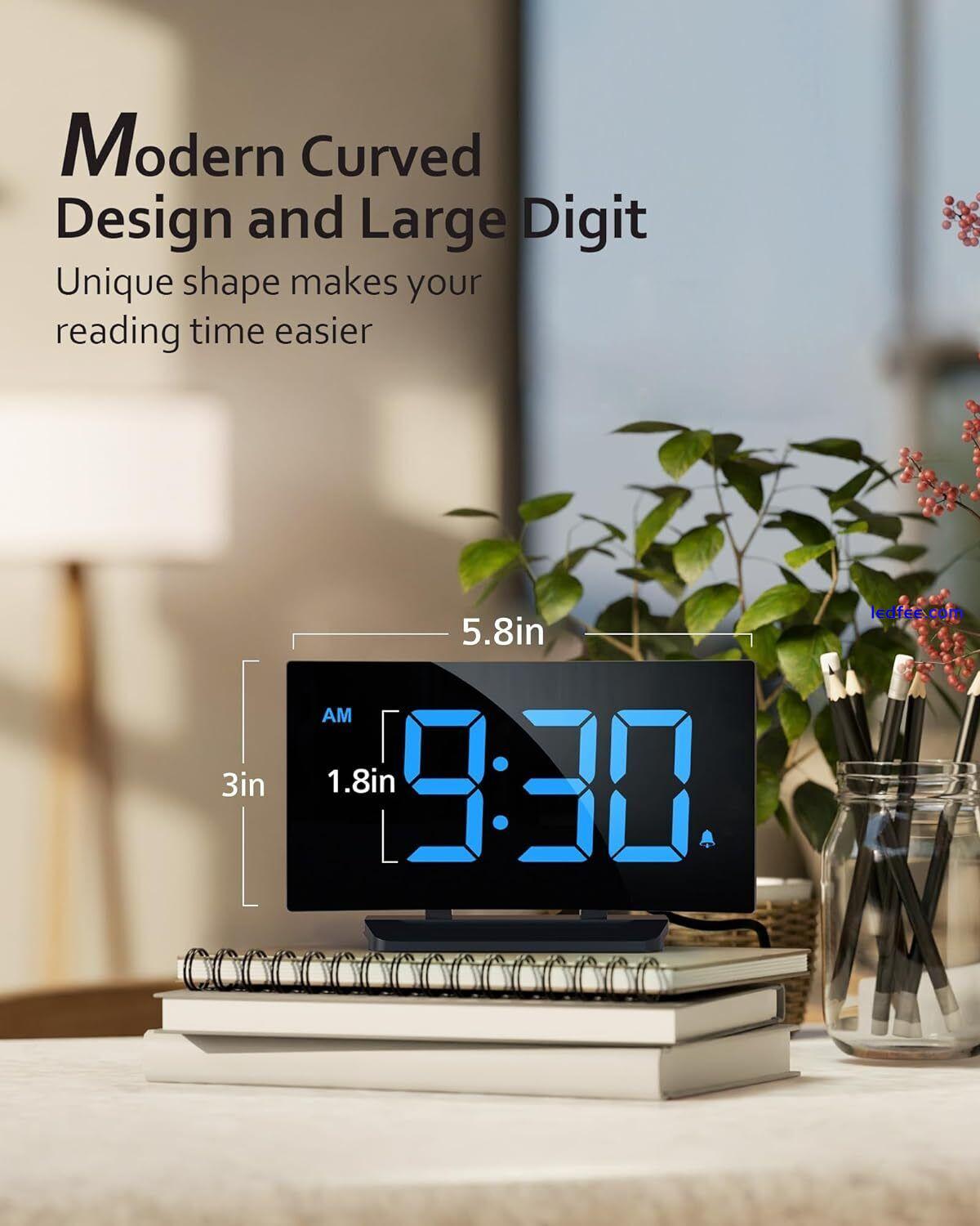 GOLOZA Digital Alarm Clock for Bedrooms, Digital Clock with Modern Curved Design 0 