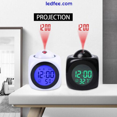 Digital Projection Alarm Clock With LCD Display Voice Talking LED Projector 0 