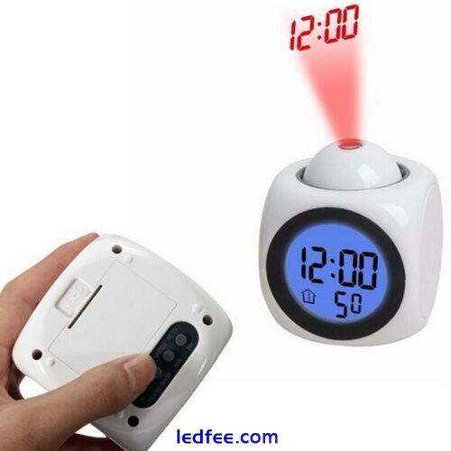 Digital Projection Alarm Clock With LCD Display Voice Talking LED Projector 5 