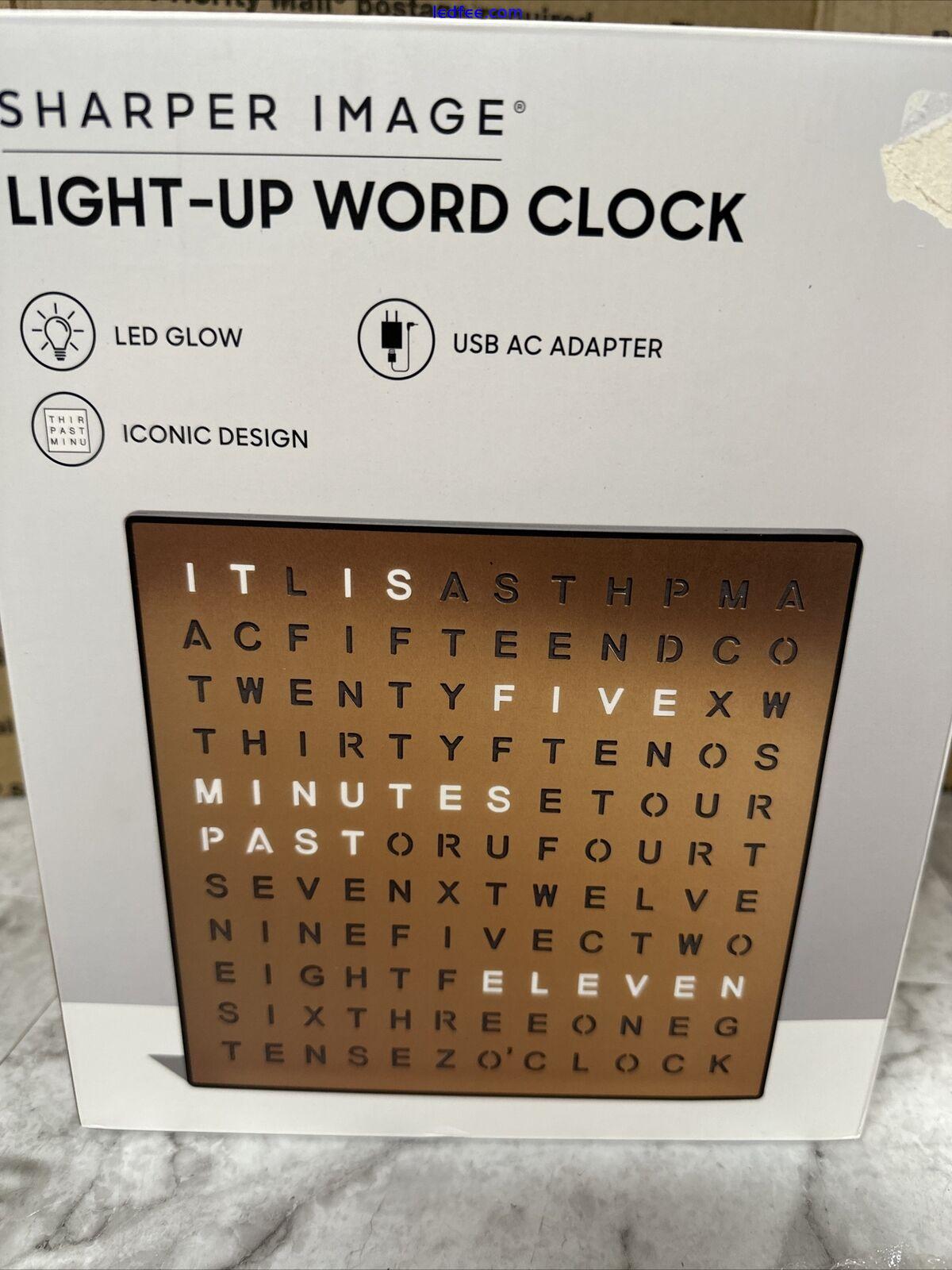 New Sharper Image Light Up Electronic Word Clock Copper Finish LED Light Display 1 