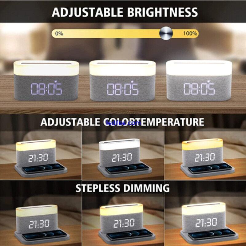 15W Wireless Charger With Digital Alarm Clock LED Night Light for iPhone/Samsung 2 