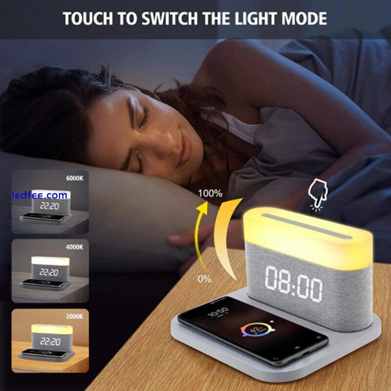 15W Wireless Charger With Digital Alarm Clock LED Night Light for iPhone/Samsung 0 