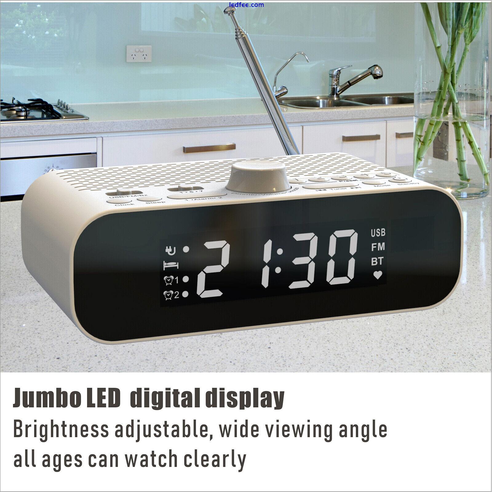 Dual Alarm Clock Radio with Bluetooth Speaker LED Display Bedside FM Clock Radio 2 