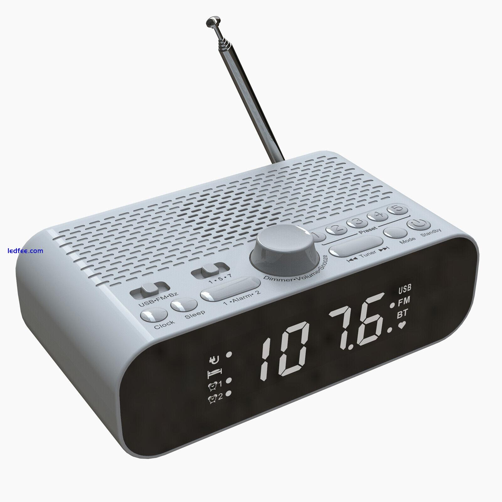 Dual Alarm Clock Radio with Bluetooth Speaker LED Display Bedside FM Clock Radio 3 