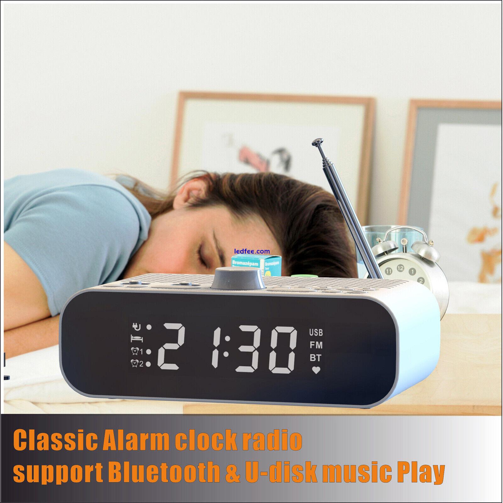 Dual Alarm Clock Radio with Bluetooth Speaker LED Display Bedside FM Clock Radio 1 