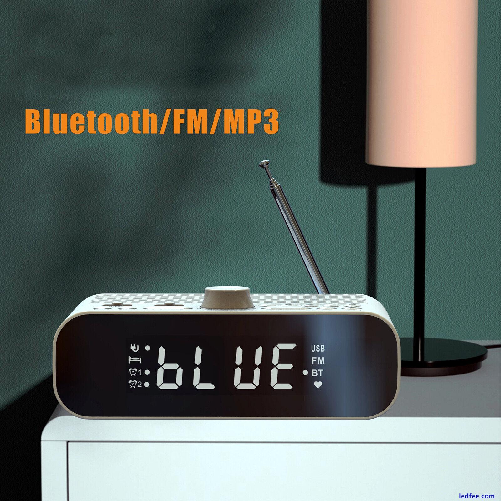 Dual Alarm Clock Radio with Bluetooth Speaker LED Display Bedside FM Clock Radio 0 