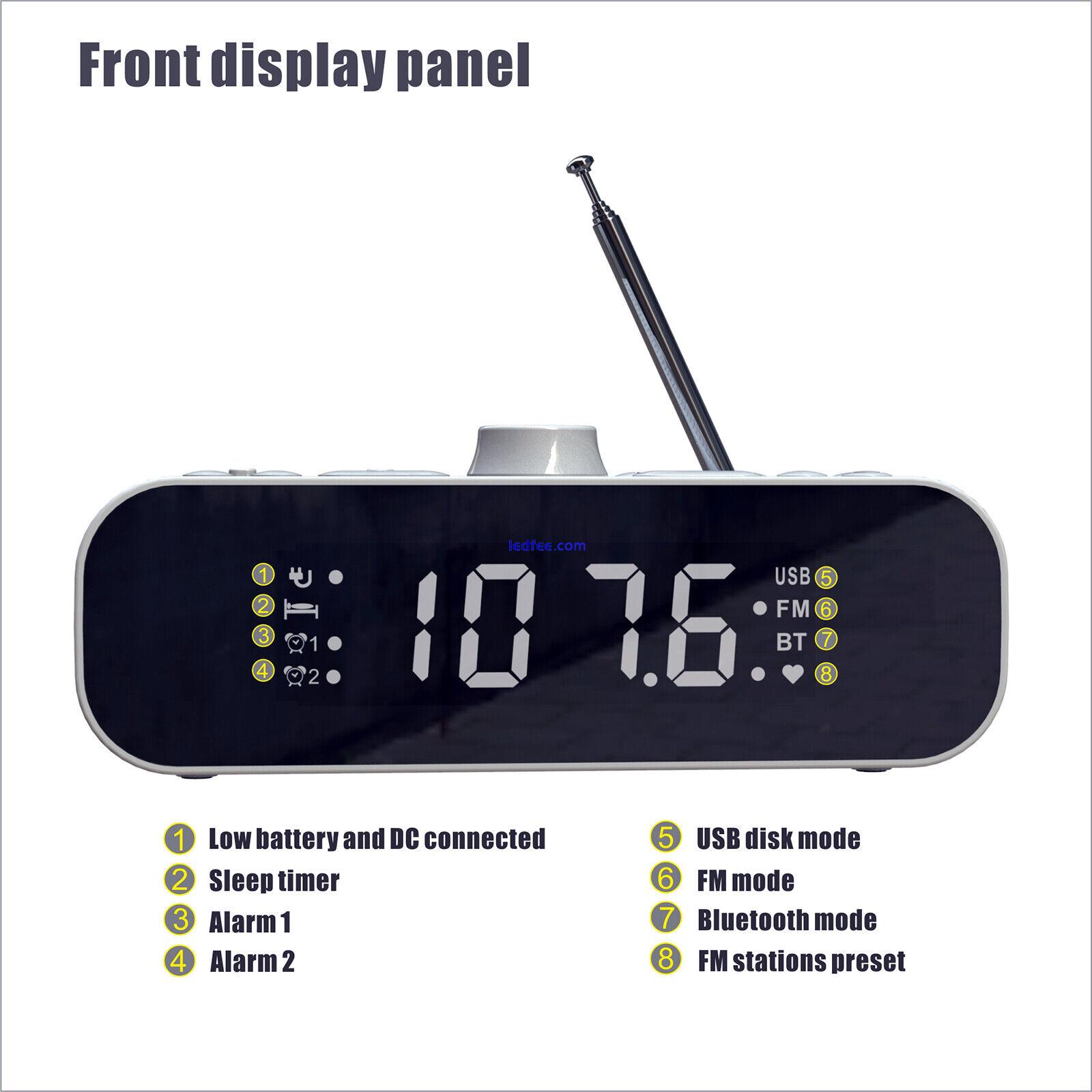 Dual Alarm Clock Radio with Bluetooth Speaker LED Display Bedside FM Clock Radio 5 