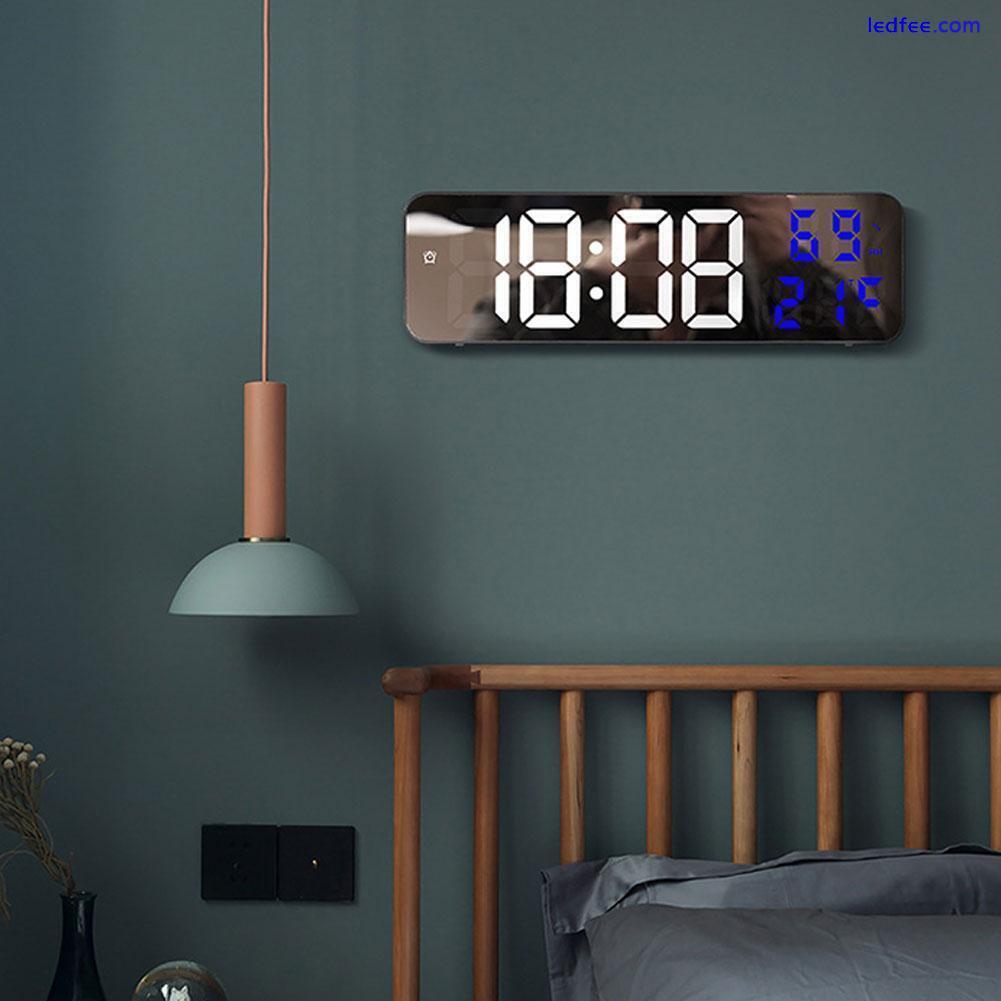 Mirror large-screen digital LED wall clock plug-in electronic clock alarm V8P8 3 