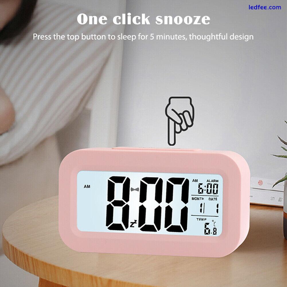 Digital Desktop Clocks Light-sensitive LED Clock Rechargeable for Bedside Office 0 