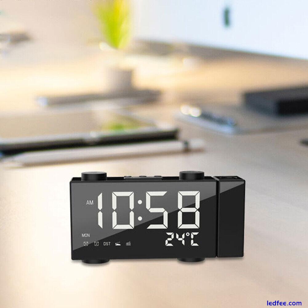 Time Projection FM Radio Temperature Display Alarm Clock LED Digital Home Decor 0 