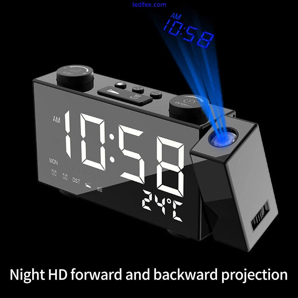 Time Projection FM Radio Temperature Display Alarm Clock LED Digital Home Decor 1 