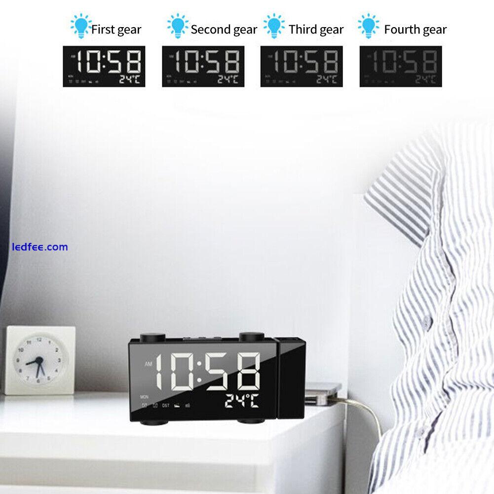 Time Projection FM Radio Temperature Display Alarm Clock LED Digital Home Decor 3 