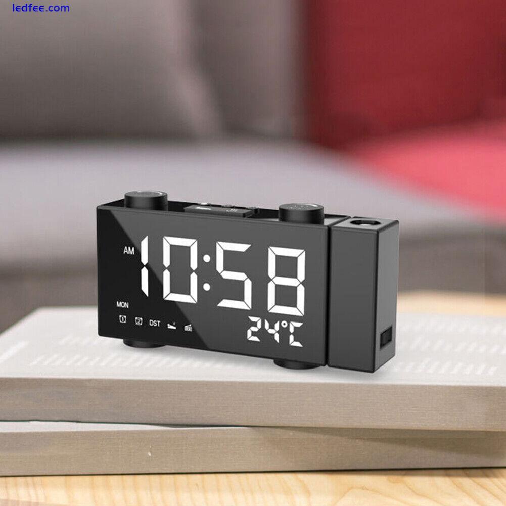 Time Projection FM Radio Temperature Display Alarm Clock LED Digital Home Decor 4 