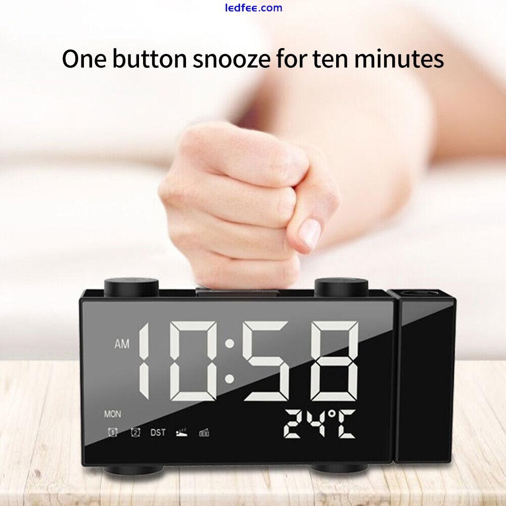 Time Projection FM Radio Temperature Display Alarm Clock LED Digital Home Decor 2 