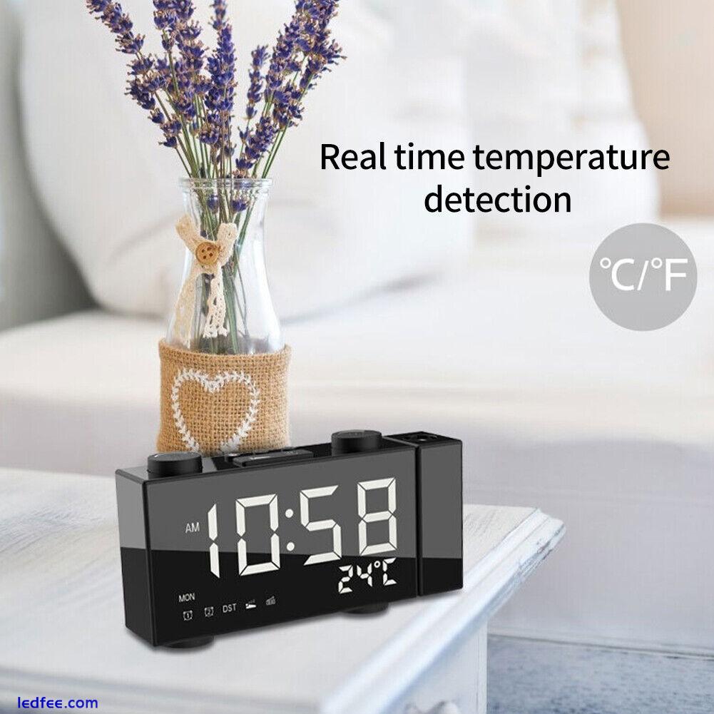 Time Projection FM Radio Temperature Display Alarm Clock LED Digital Home Decor 5 