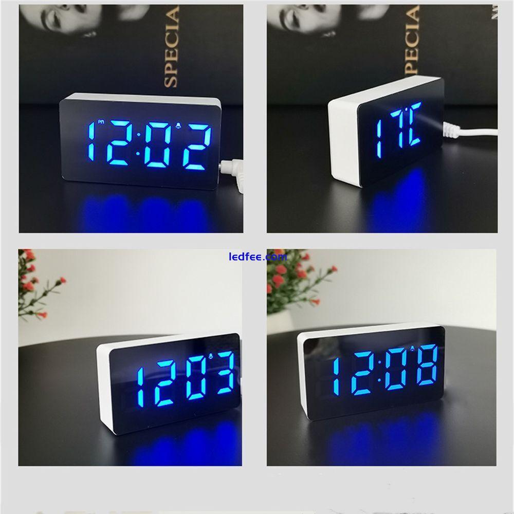 Display Time Led Light Mirror Clock LED Display Digital Alarm Clock Snooze 3 