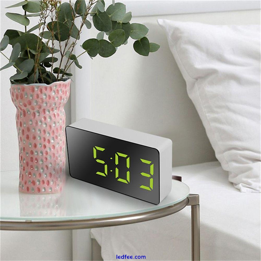 Display Time Led Light Mirror Clock LED Display Digital Alarm Clock Snooze 4 