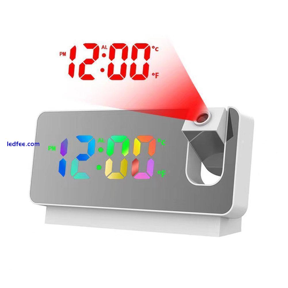 Projection Alarm Clock LED Mirror Screen w/ Time Date Display Temperature W P8J2 0 