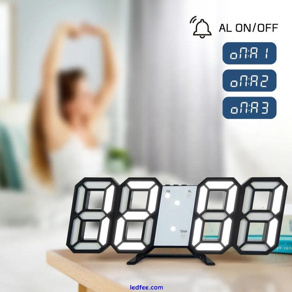 Digital 3D LED Big Wall Desk Alarm Clock LED Wall Clock White,black B7V4 1 