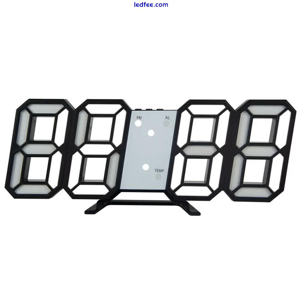 Digital 3D LED Big Wall Desk Alarm Clock LED Wall Clock White,black B7V4 4 