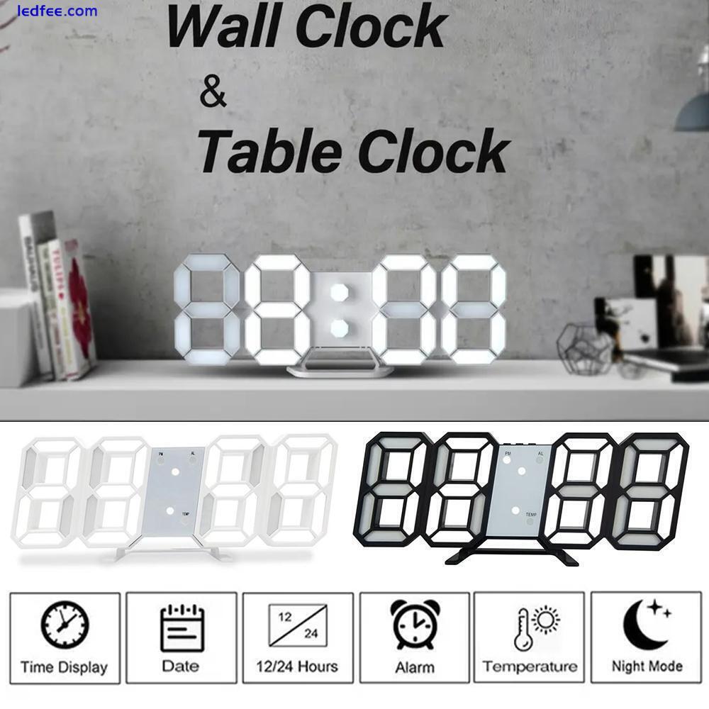 Digital 3D LED Big Wall Desk Alarm Clock LED Wall Clock White,black B7V4 0 