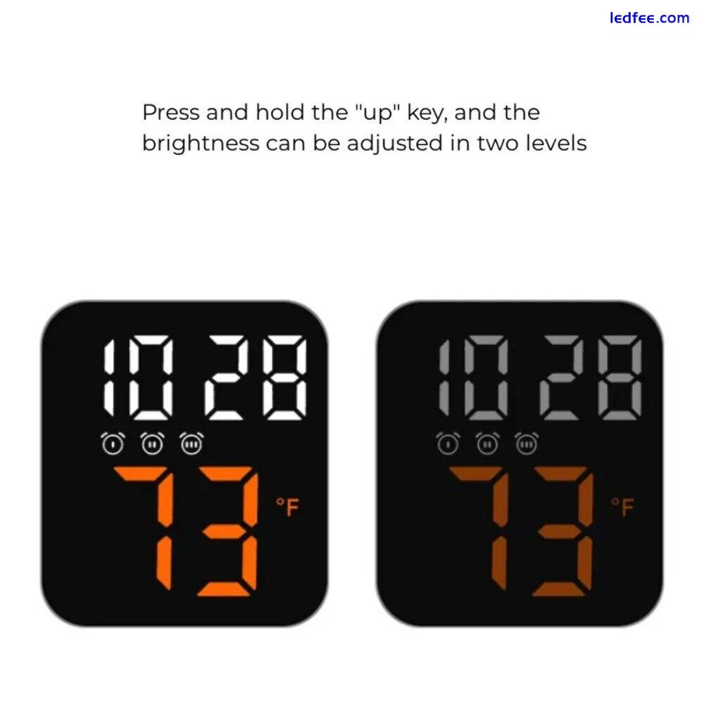 LED Digital Alarm Clock Temperature Date Display Large Number Nightlight Screen 3 